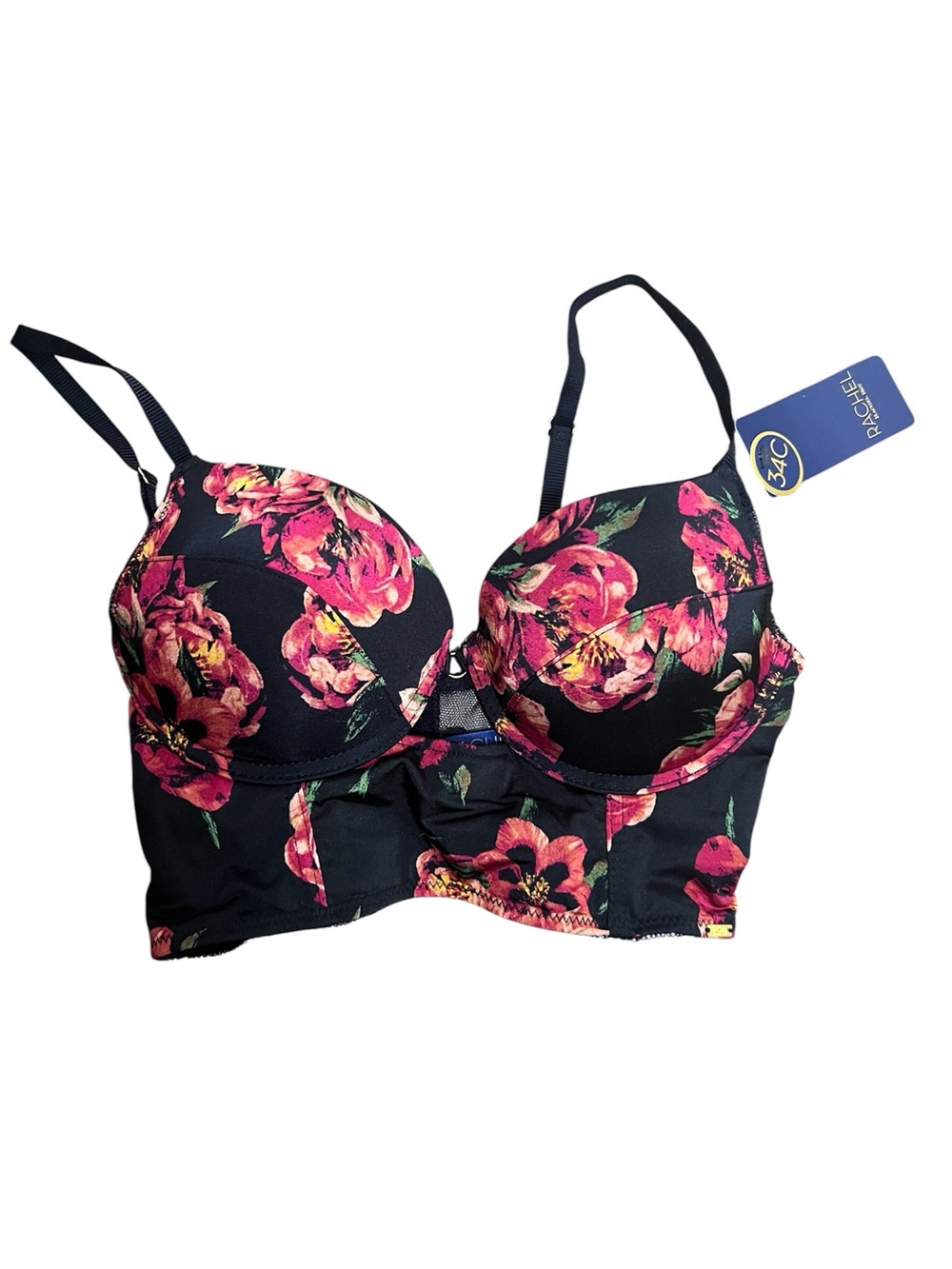 Rachel Roy Floral Longline Underwire Bra Size 34C
